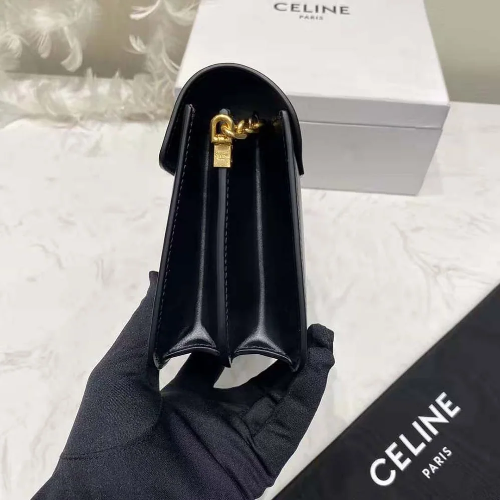 Celine Chain Bag 16 in Satinated Calfskin for Women in Black Celine Chain Bag 16 in Satinated Calfskin for Women in Black