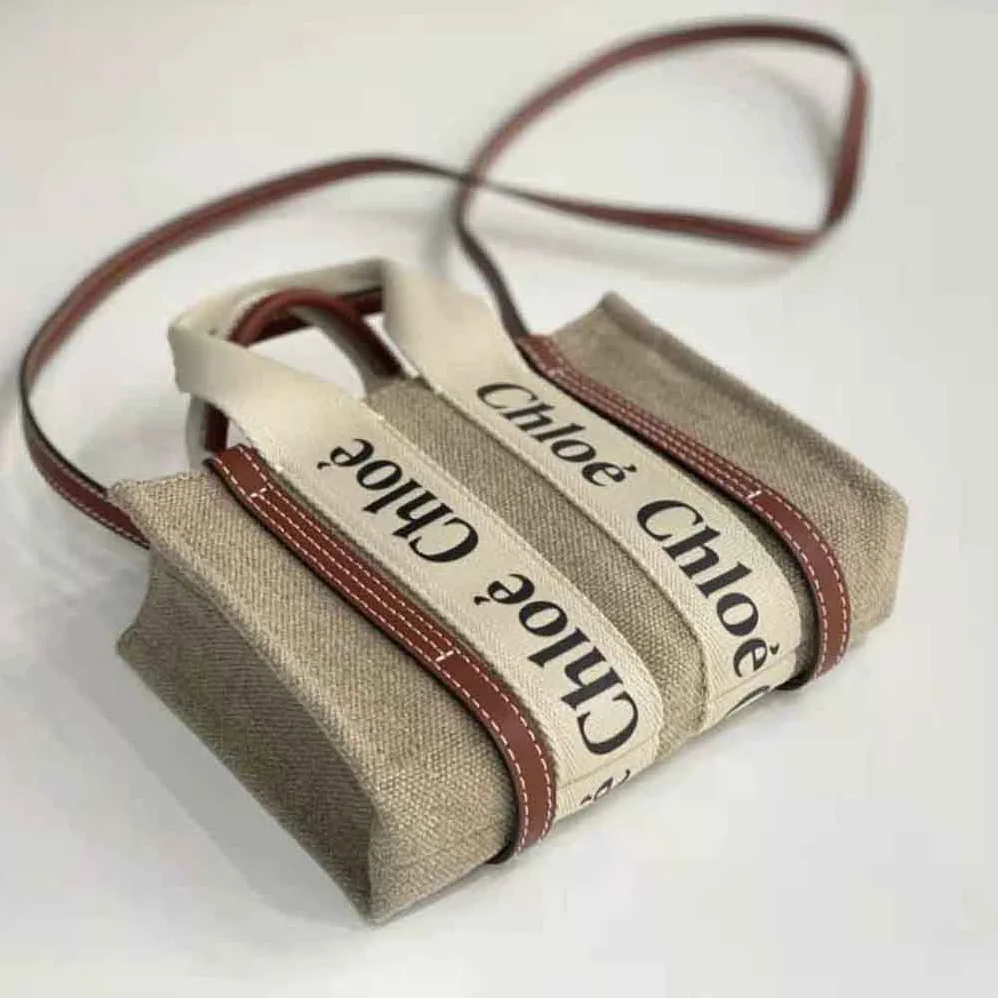 Chloe Mini Woody Tote Bag for Women in Brown