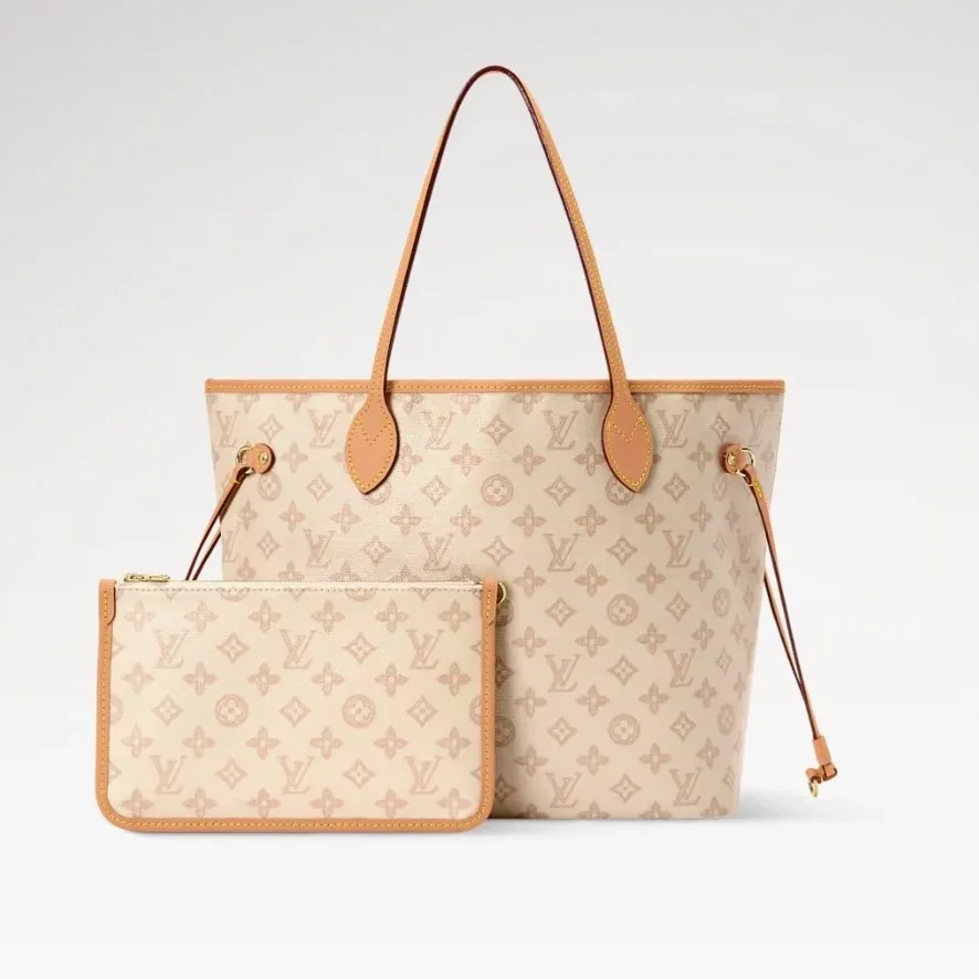 Louis Vuitton Neverfull MM Tote Bag / Monogram Origine Lin Gold Hardware