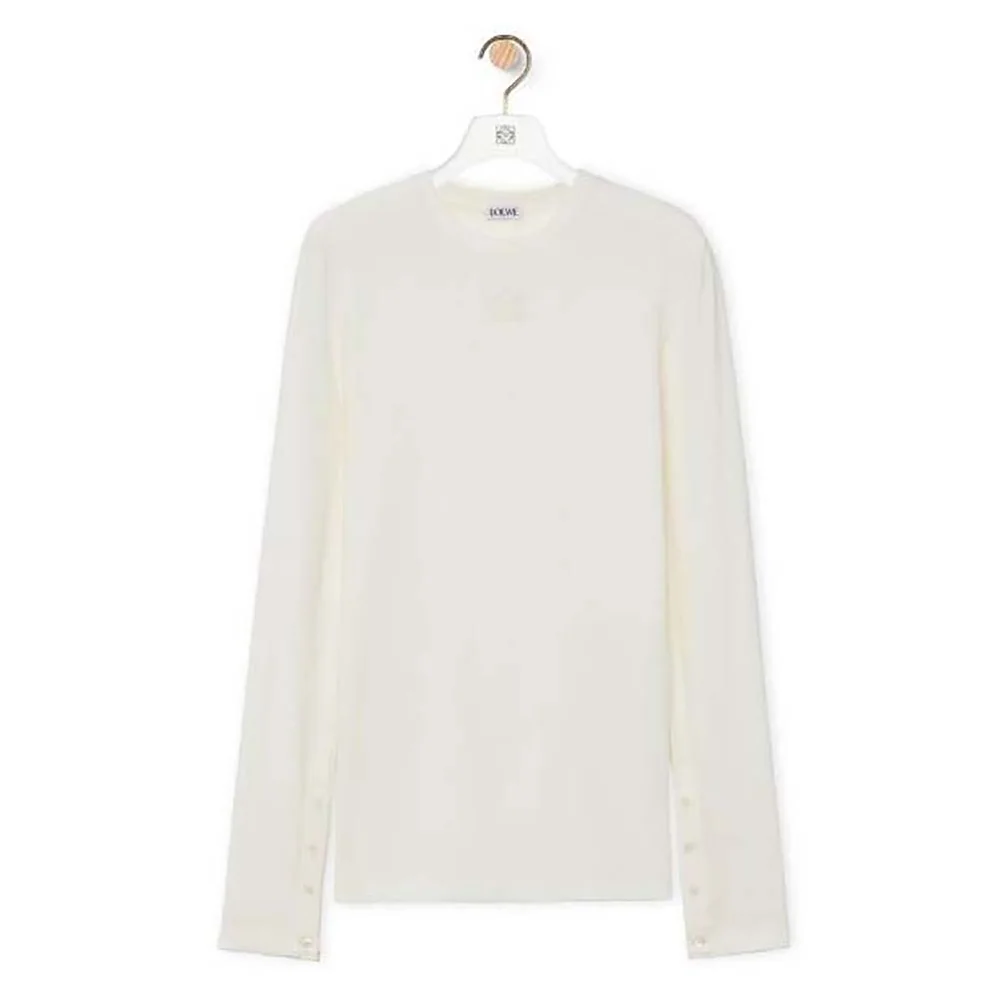 Loewe Long Sleeve Top in Modal for Women in White Loewe Long Sleeve Top in Modal for Women in White