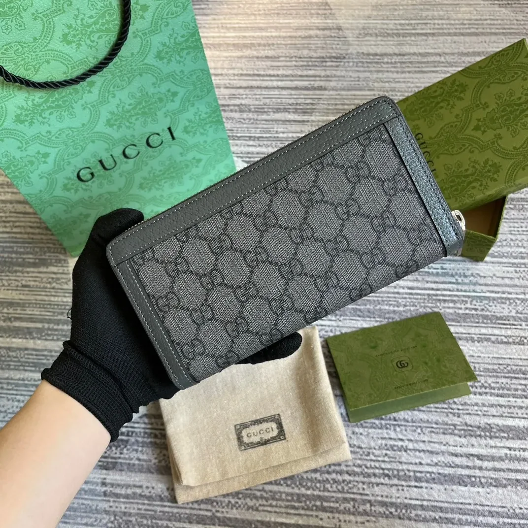 Gucci Ophidia Zip Around Wallet Supreme Canvas Grey / Gucci Ophidia Zip Around Wallet Supreme Canvas Grey /