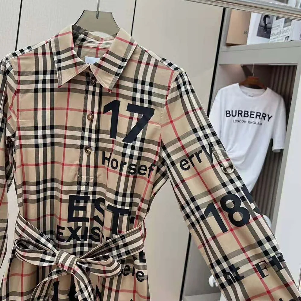 Burberry Vintage Check Cotton Tie-waist Shirt Dress for Women in Brown