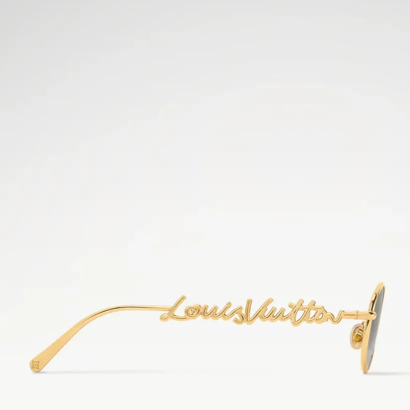 Louis Vuitton LV Script Metal Round Sunglasses Gold Hardware