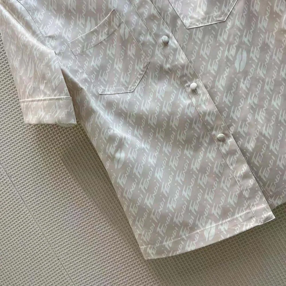 Fendi Pink Chambray Shirt Classic Collar and Patch Pockets for Women Fendi Pink Chambray Shirt Classic Collar and Patch Pockets for Women