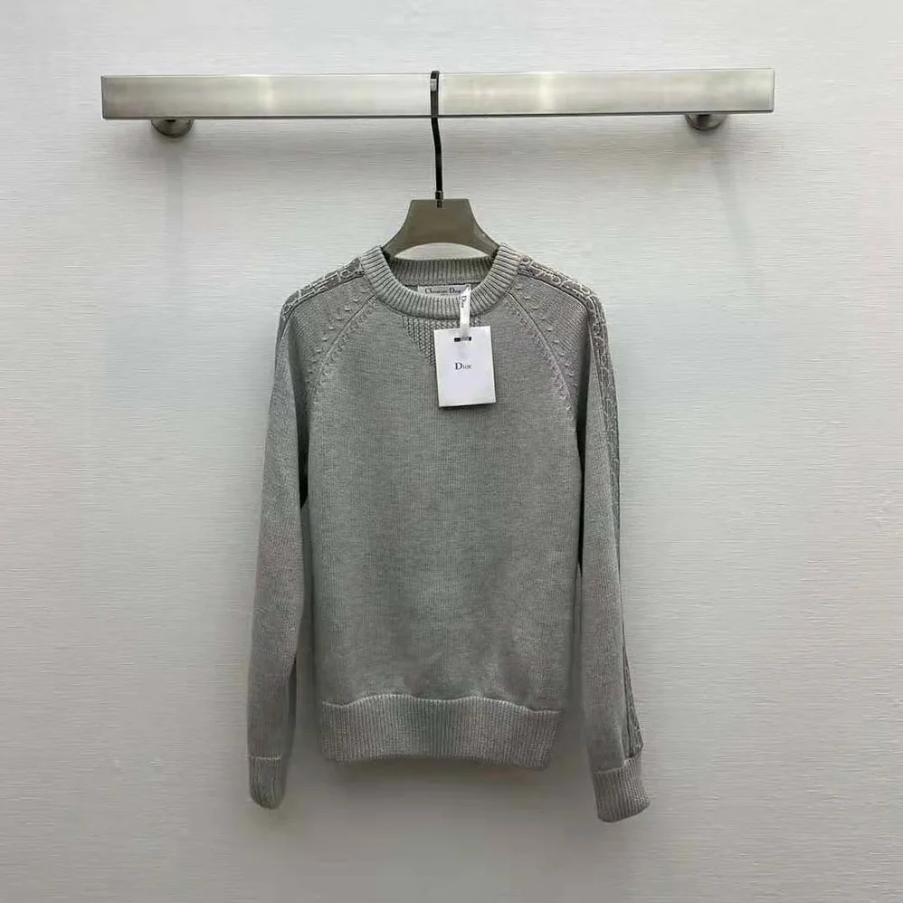 Dior Sweater with Dior Oblique Inserts Gray Cotton Jersey for Men