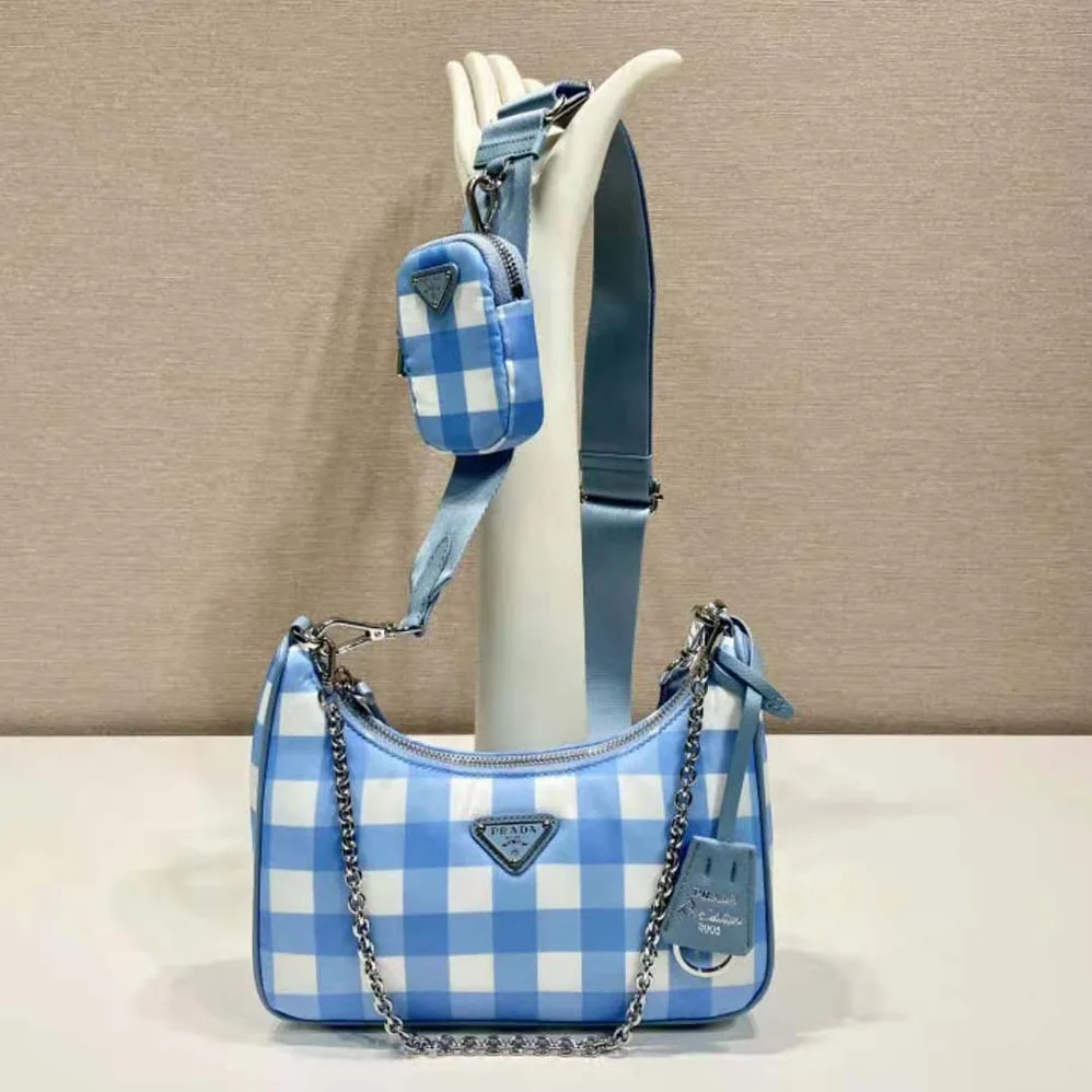 Prada Re-Edition 2005 Printed Re-Nylon Bag for Women in Blue