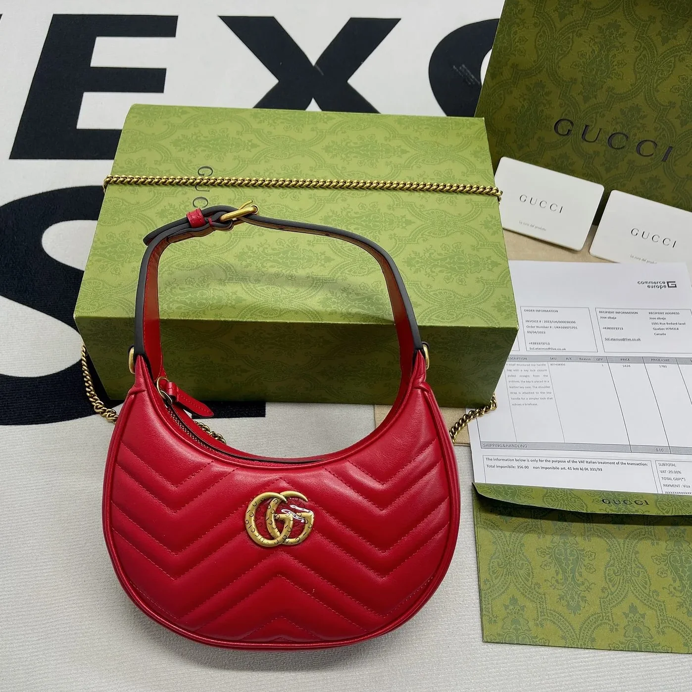 Gucci Marmont Half Moon Shaped Mini Bag Red Gucci Marmont Half Moon Shaped Mini Bag Red