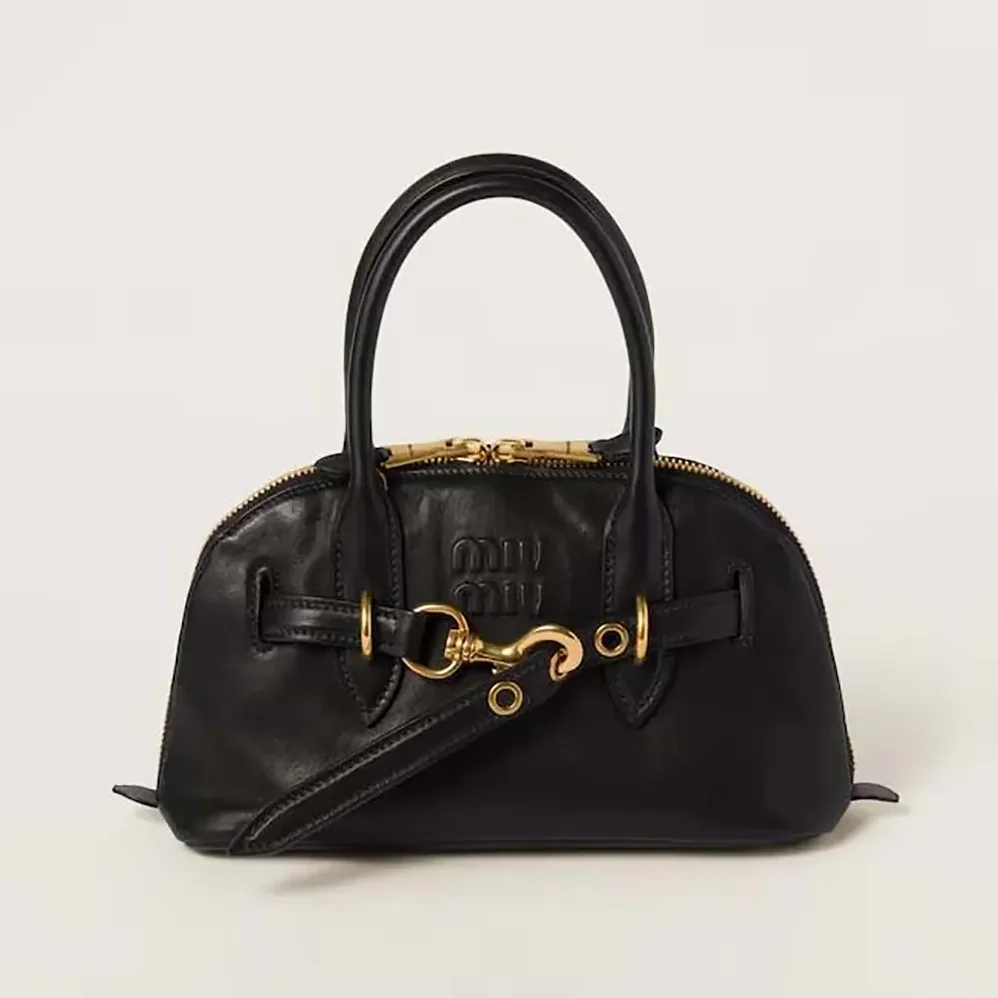Miu Miu Aventure Nappa Leather Top-handle Bag for Women in Black Miu Miu Aventure Nappa Leather Top-handle Bag for Women in Black