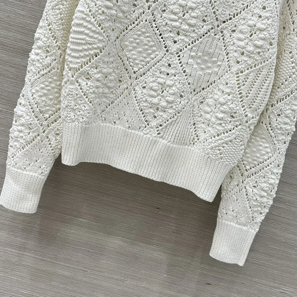 Dior Sweater White Openwork Cotton Knit for Women Dior Sweater White Openwork Cotton Knit for Women