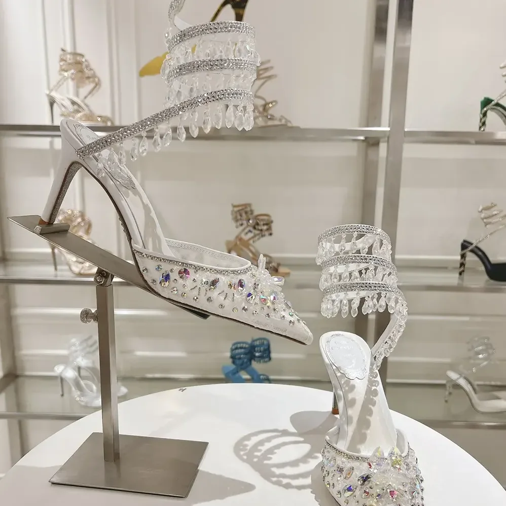 Rene Caovilla Chandelier White Pump 80 for Women Rene Caovilla Chandelier White Pump 80 for Women