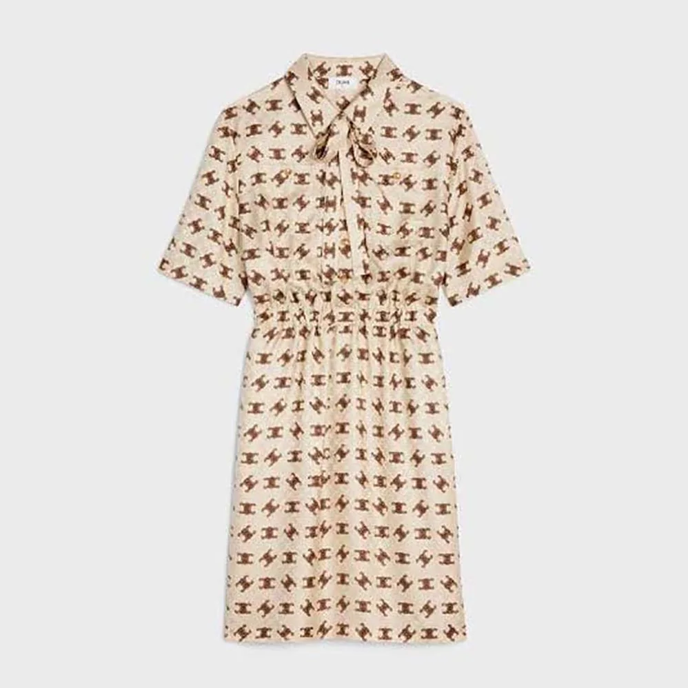Celine Lavallière Dress in Shiny Matte Silk for Women Celine Lavallière Dress in Shiny Matte Silk for Women