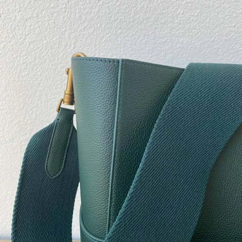 Celine Sangle Bucket Bag in Soft Grained Calfskin for Women in Green Celine Sangle Bucket Bag in Soft Grained Calfskin for Women in Green