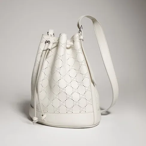 Gucci Venice Small Bucket Bag in White Palladium Hardware Gucci Venice Small Bucket Bag in White Palladium Hardware