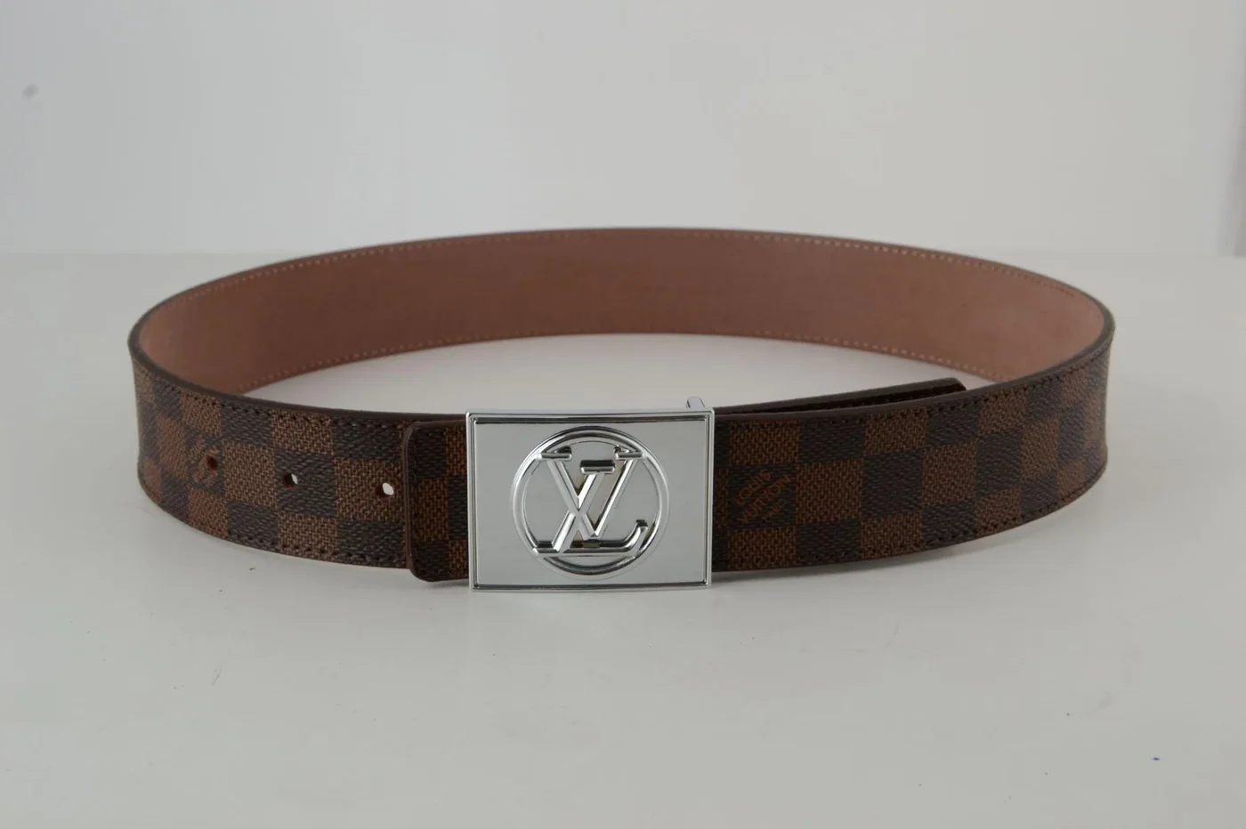Brown Damier SiAmazinger Buckle Leather Belt