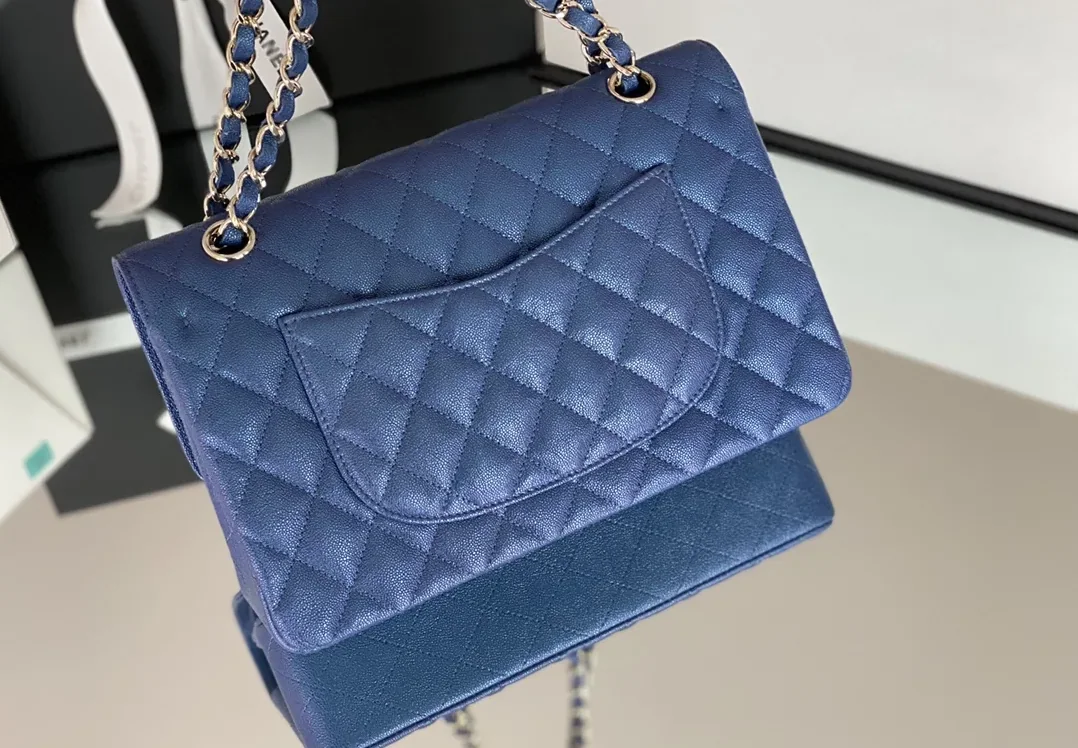 Chanel Classic Flap Bag Medium Crossbody in Blue Gold Hardware Chanel Classic Flap Bag Medium Crossbody in Blue Gold Hardware