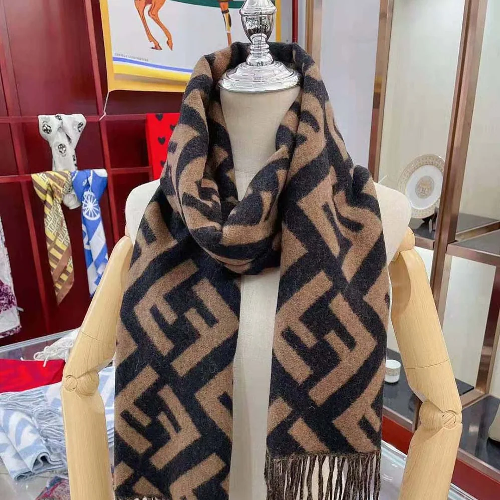 Fendi FF Scarf Brown Cashmere Scarf for Women Fendi FF Scarf Brown Cashmere Scarf for Women
