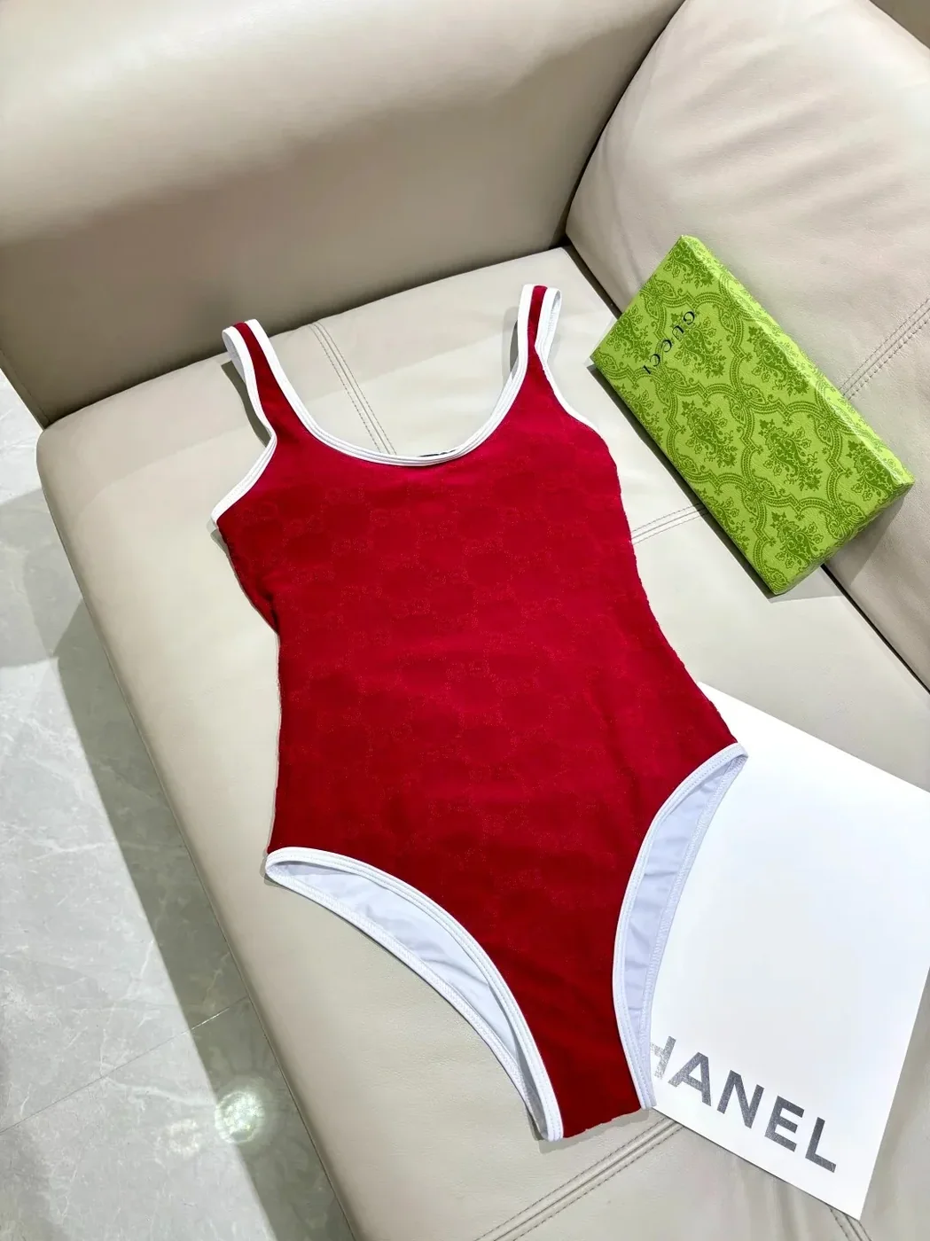 Gucci GG Jacquard One in Piece Swimsuit Red