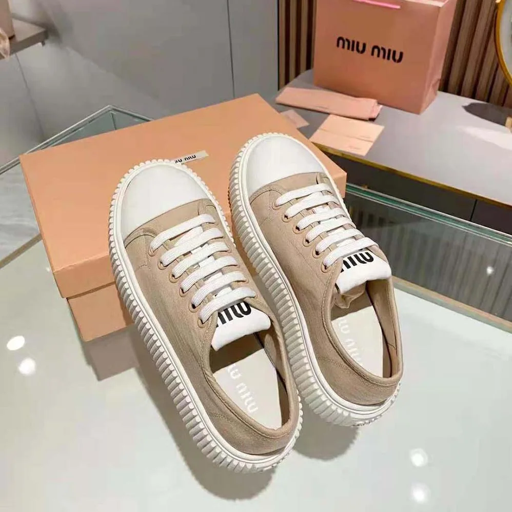 Miu Miu Denim Sneakers EVA Sole with Logo for Women in Pink Miu Miu Denim Sneakers EVA Sole with Logo for Women in Pink