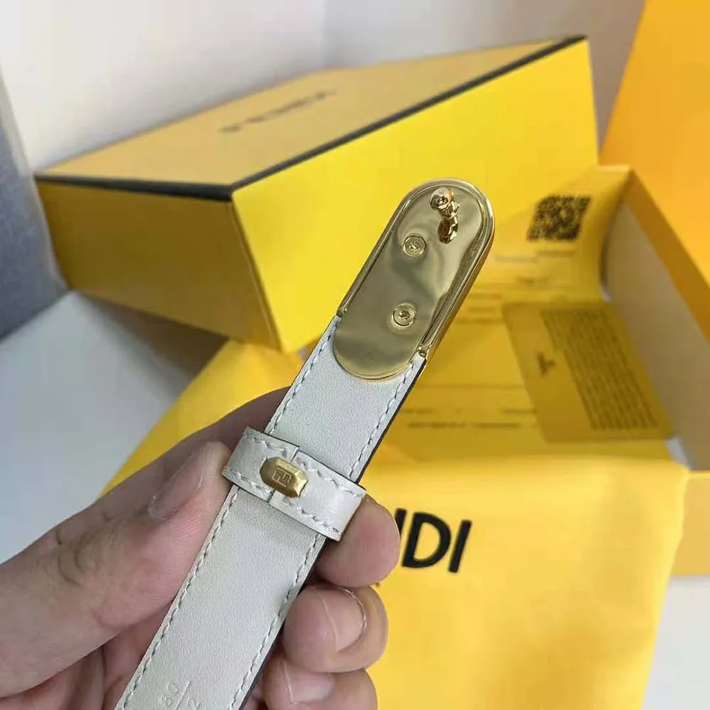 Fendi Narrow Belt with Loop and Fendi O Lock Stud Buckle for Women