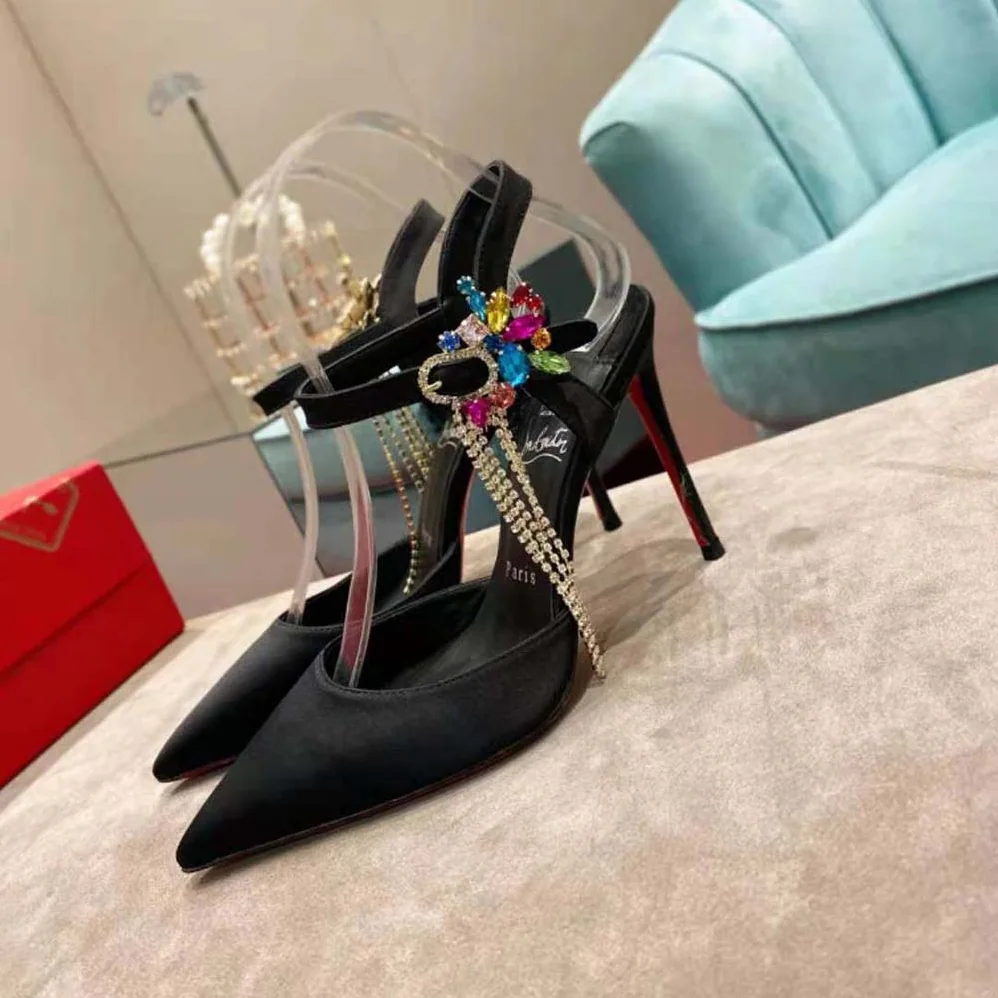 Christian Louboutin Goldina 100 mm Heel Height for Women in Black Christian Louboutin Goldina 100 mm Heel Height for Women in Black