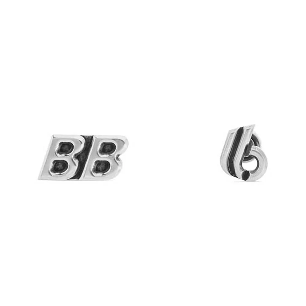 Balenciaga Logomania BB Double B Earrings in Antique Silver Brass for Women Balenciaga Logomania BB Double B Earrings in Antique Silver Brass for Women