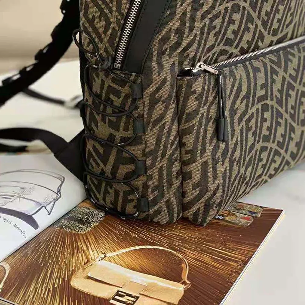 Fendi Backpack in Brown FF Vertigo Fabric for Women
