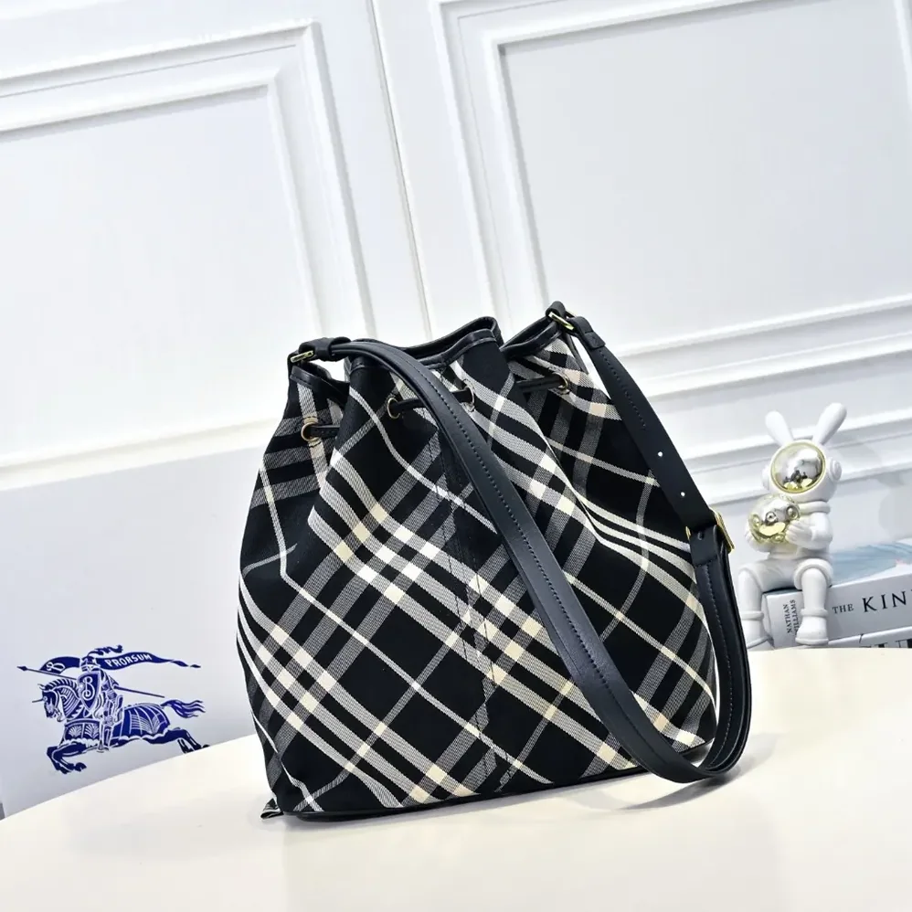 Burberry Medium Check Drawstring Pouch for Women Burberry Medium Check Drawstring Pouch for Women