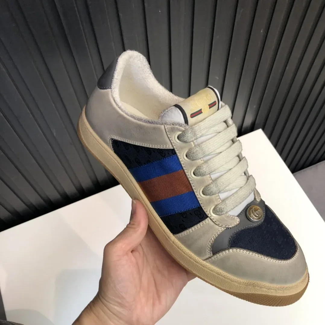 Gucci GG Screener Distressed White Blue for Women