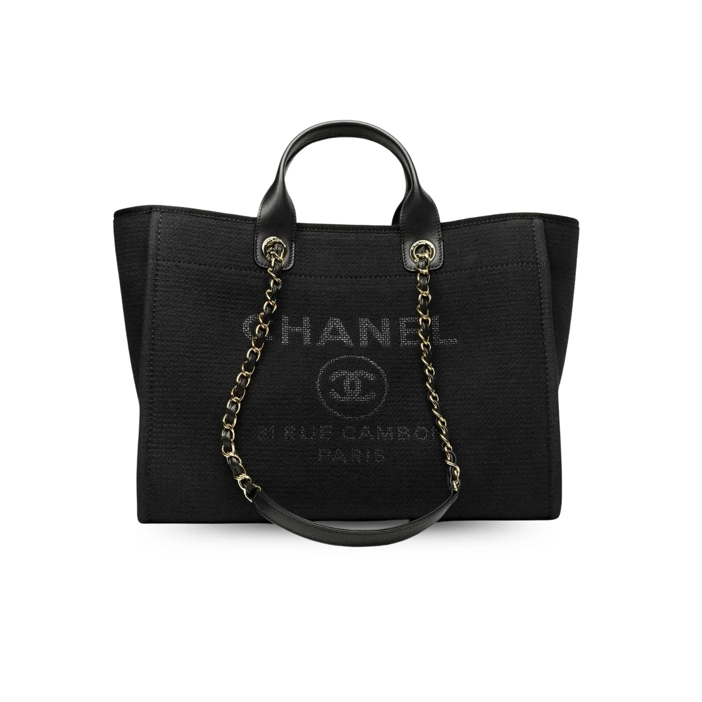 Chanel Deauville Large Tote Bag in Black Gold Hardware