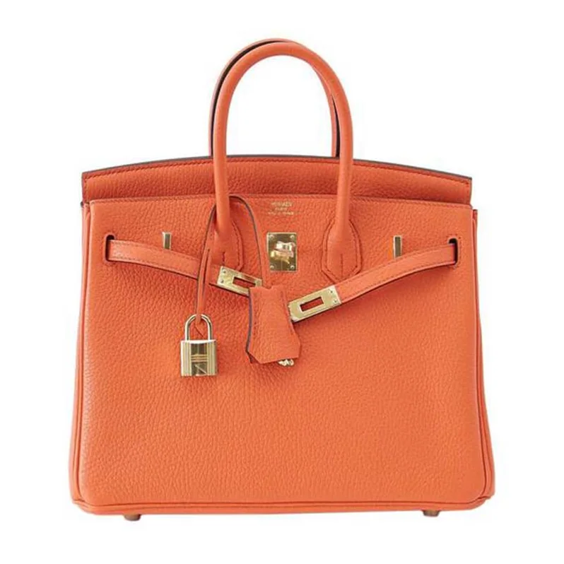 Hermes Birkin 25 Bag in Togo Leather with Gold Hardware in Orange