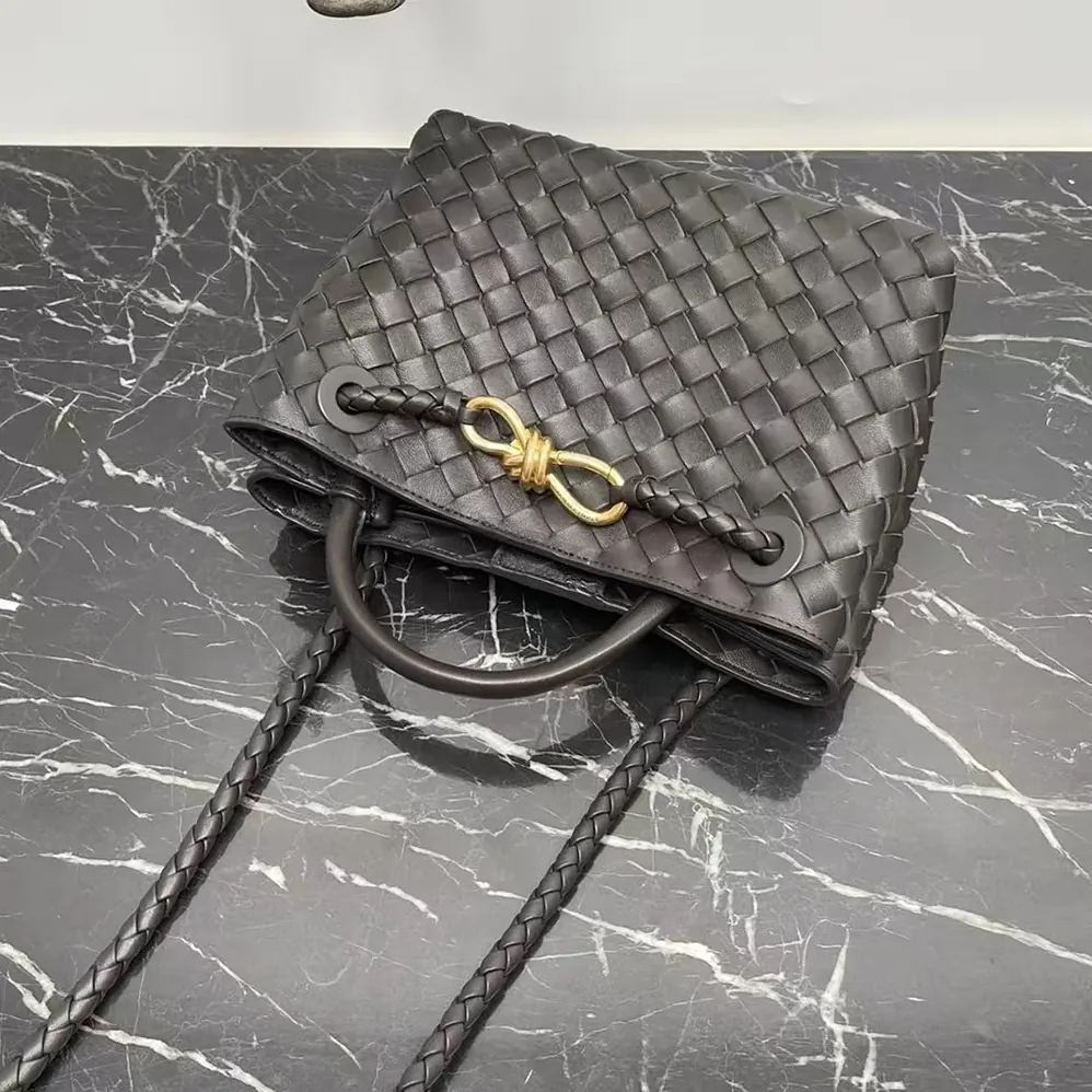 Bottega Veneta Small Andiamo Intrecciato Leather Top Handle Bag for Women in Chocolate Brown