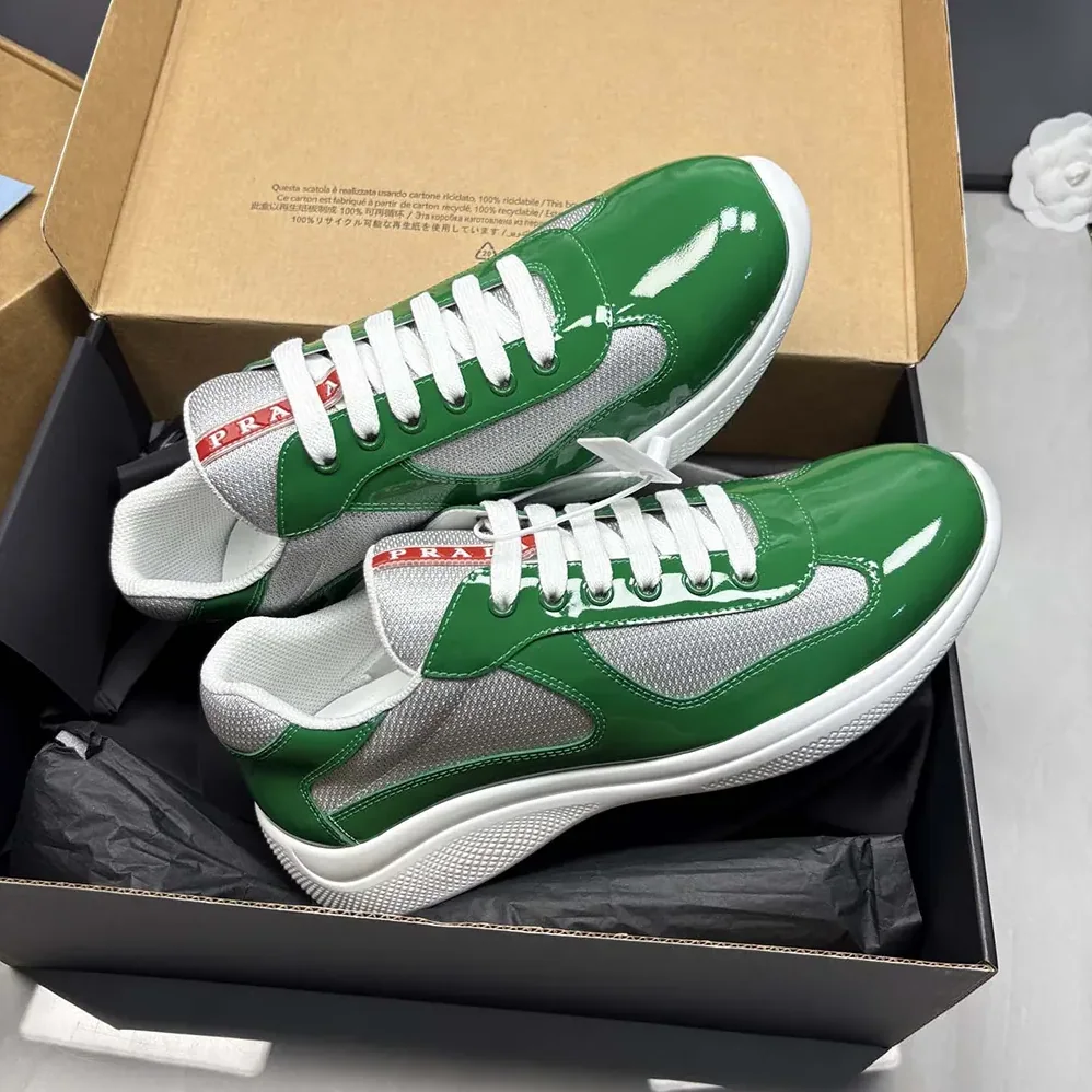 Prada Patent Leather And Technical Fabric Prada America'S Cup Sneakers for Unisex in Green Prada Patent Leather And Technical Fabric Prada America'S Cup Sneakers for Unisex in Green