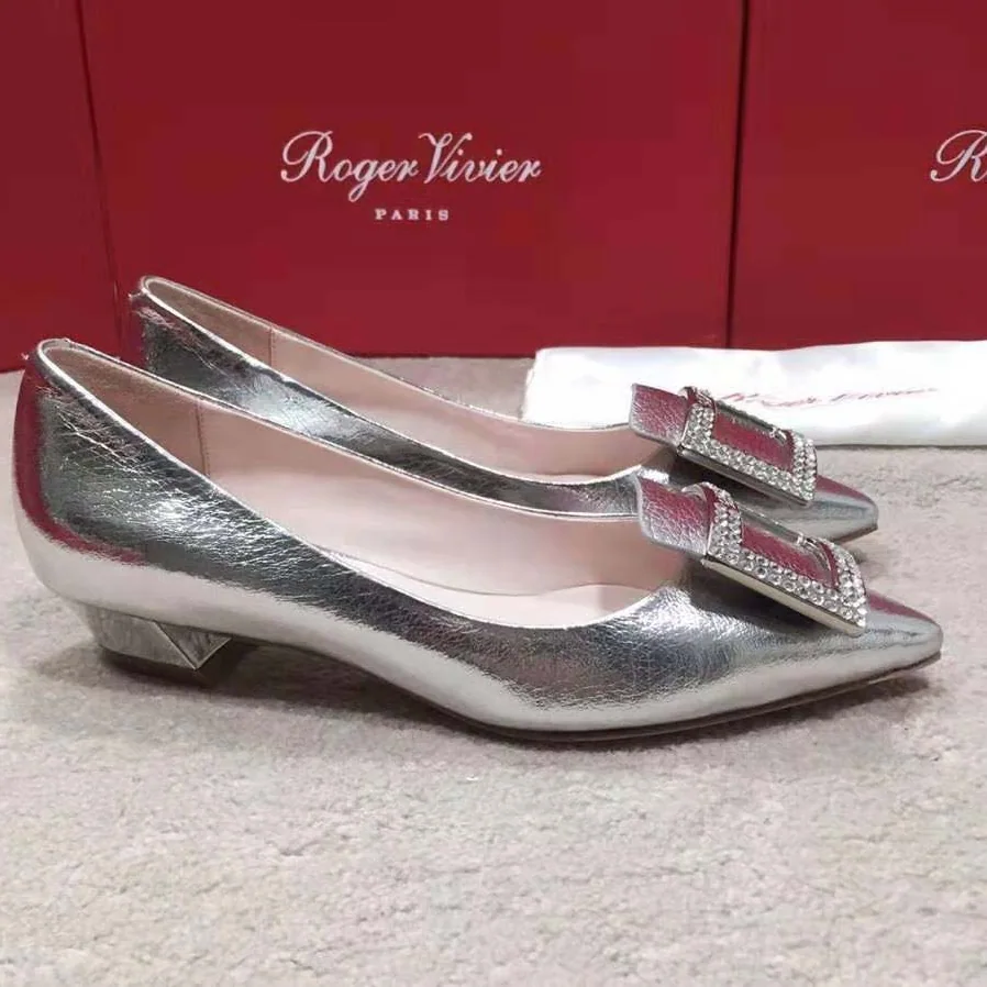 Roger Vivier Gommettine Strass Buckle Ballerinas for Women in Silver Roger Vivier Gommettine Strass Buckle Ballerinas for Women in Silver