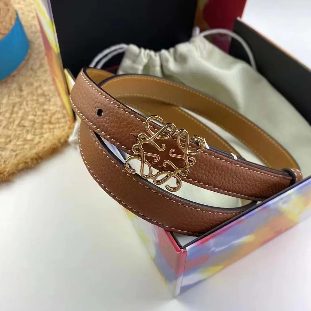 Loewe Anagram Belt in Pebble Grain Calfskin for Women in Brown Loewe Anagram Belt in Pebble Grain Calfskin for Women in Brown
