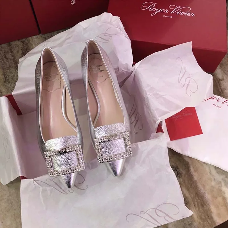 Roger Vivier Shoes Gommettine Strass Buckle Ballerinas 25mm Heel for Women Roger Vivier Shoes Gommettine Strass Buckle Ballerinas 25mm Heel for Women
