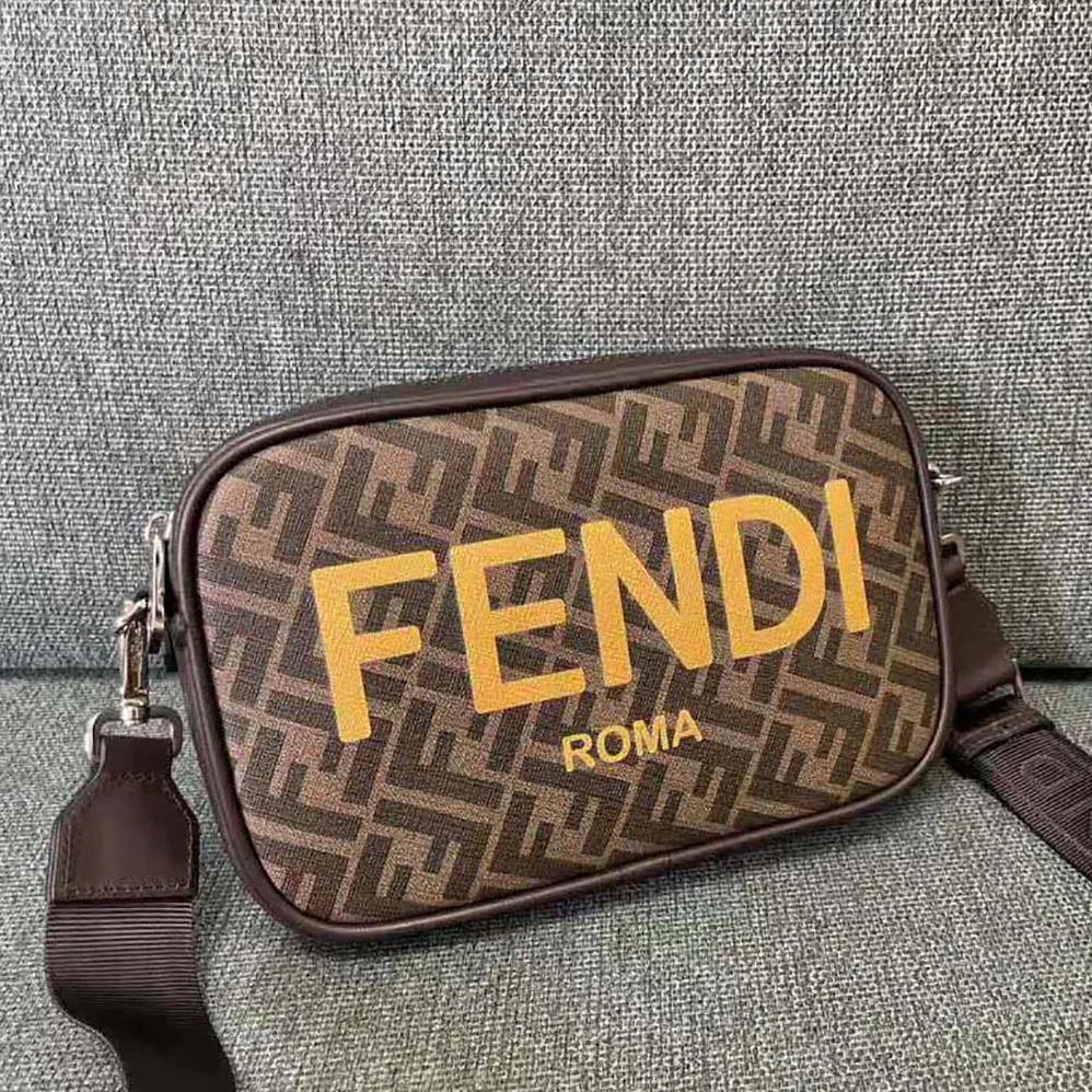 Fendi Camera Case Brown FF Fabric Bag for Men