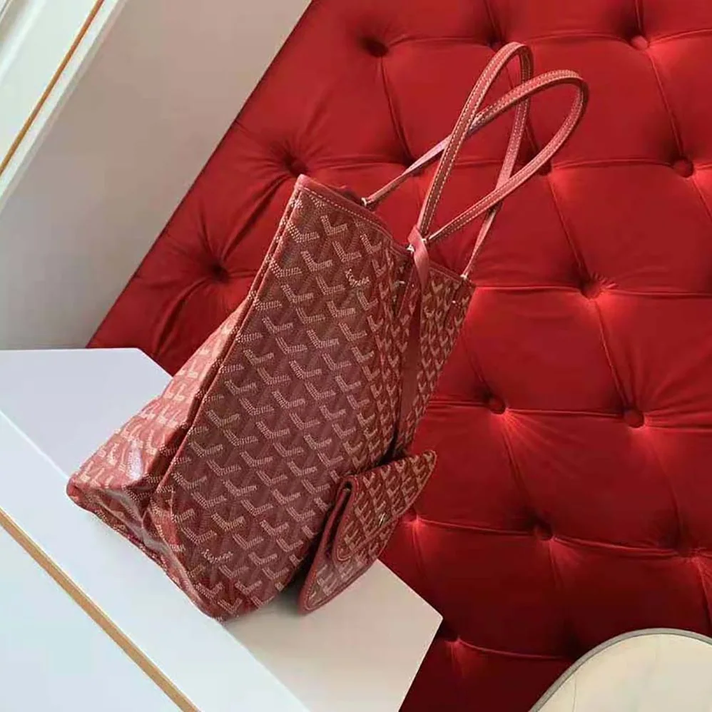 Goyard Saint Louis GM Bag in Goyardine Canvas & Chevroches Calfskin for Women in Red