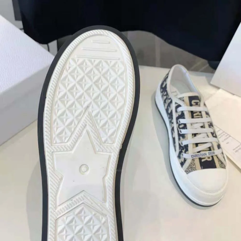 Dior Walk'n'dior Platform Sneaker Deep Blue Dior Oblique Embroidered Cotton for Women