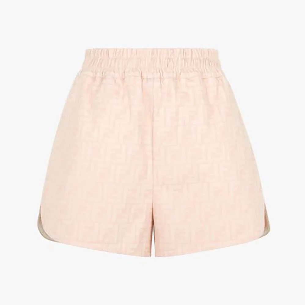 Fendi Pink Denim Shorts with A Rounded Hem for Women Fendi Pink Denim Shorts with A Rounded Hem for Women