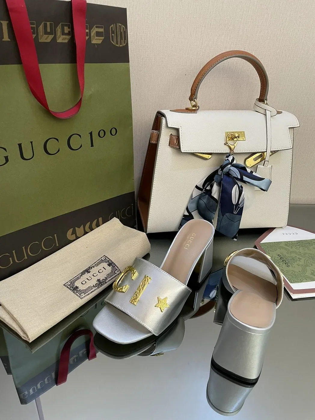 Gucci ‘Gucci' Slide Sandal Silver for Women