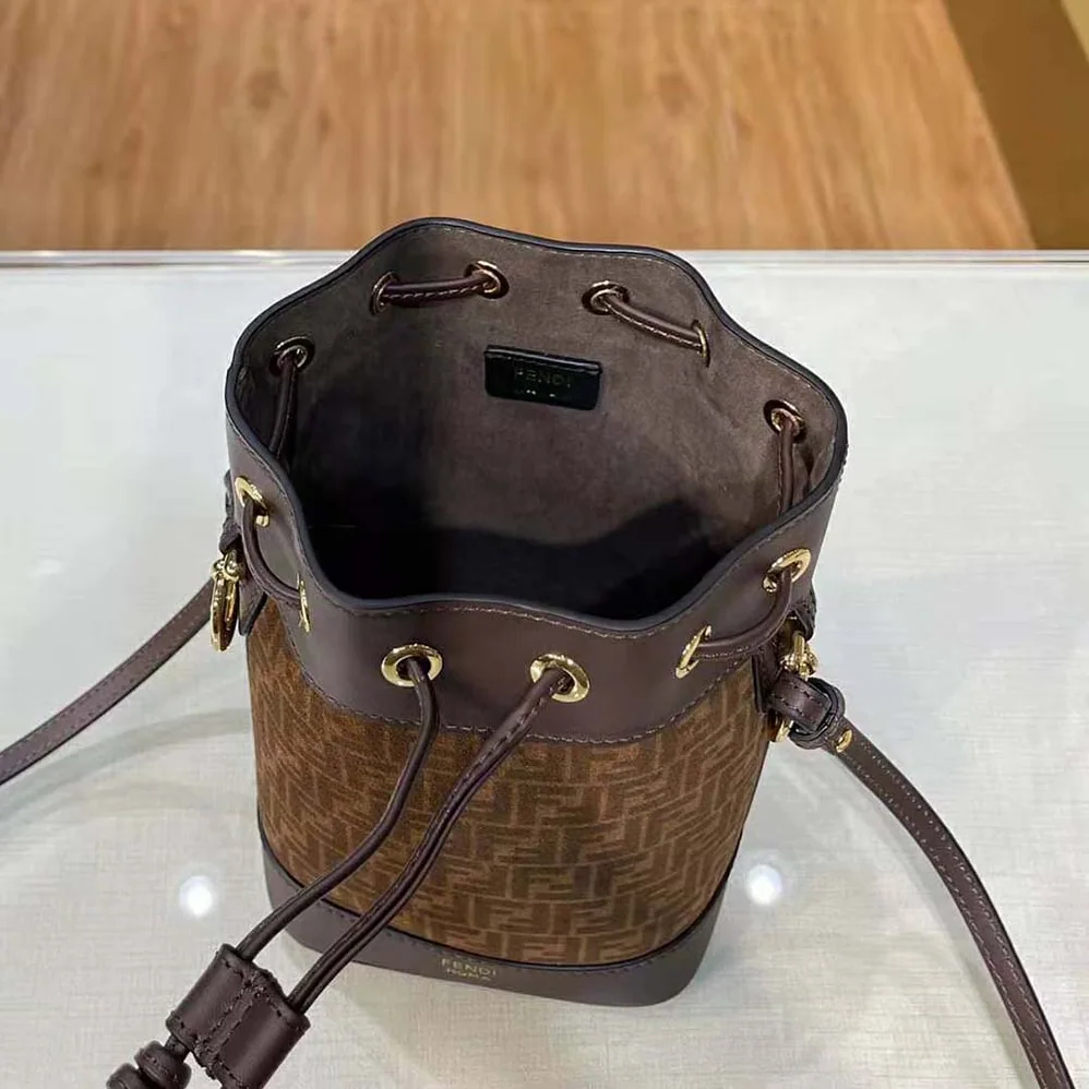 Fendi Mon Tresor Brown Leather Mini for Women in Bag with FF Print Fendi Mon Tresor Brown Leather Mini for Women in Bag with FF Print