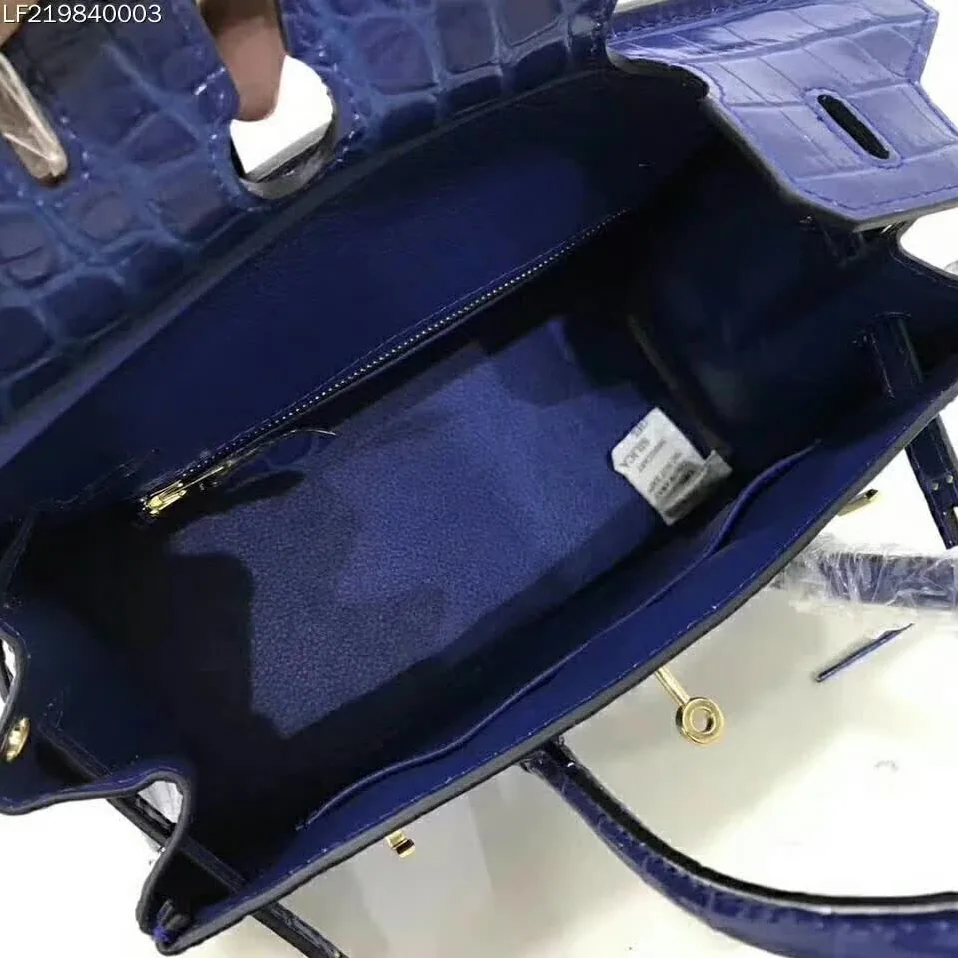 Hermes Birkin 30 Bag in Alligator Leather with Gold Hardware in Navy