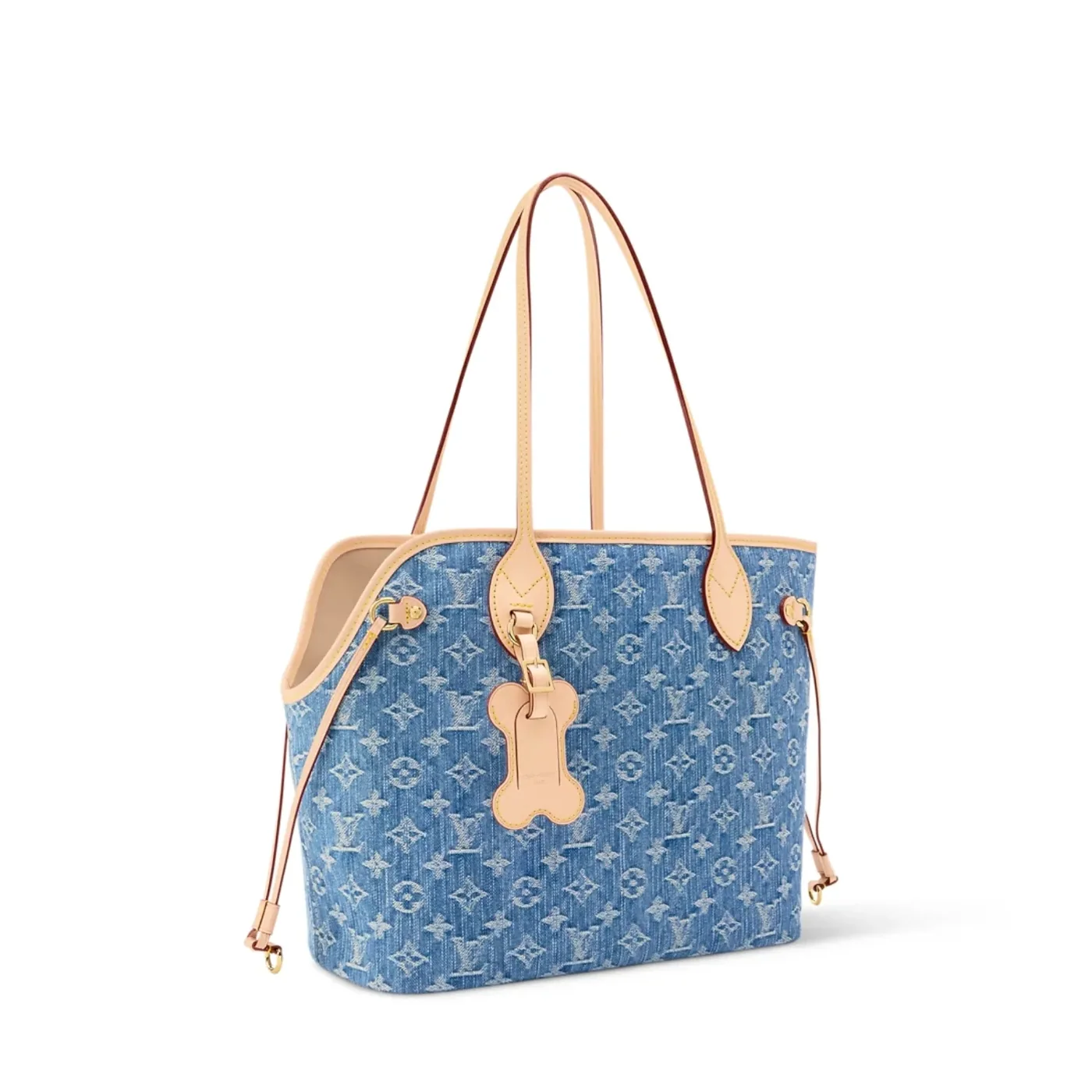 Louis Vuitton Neverwoof Tote Bag in Blue Denim Gold Hardware