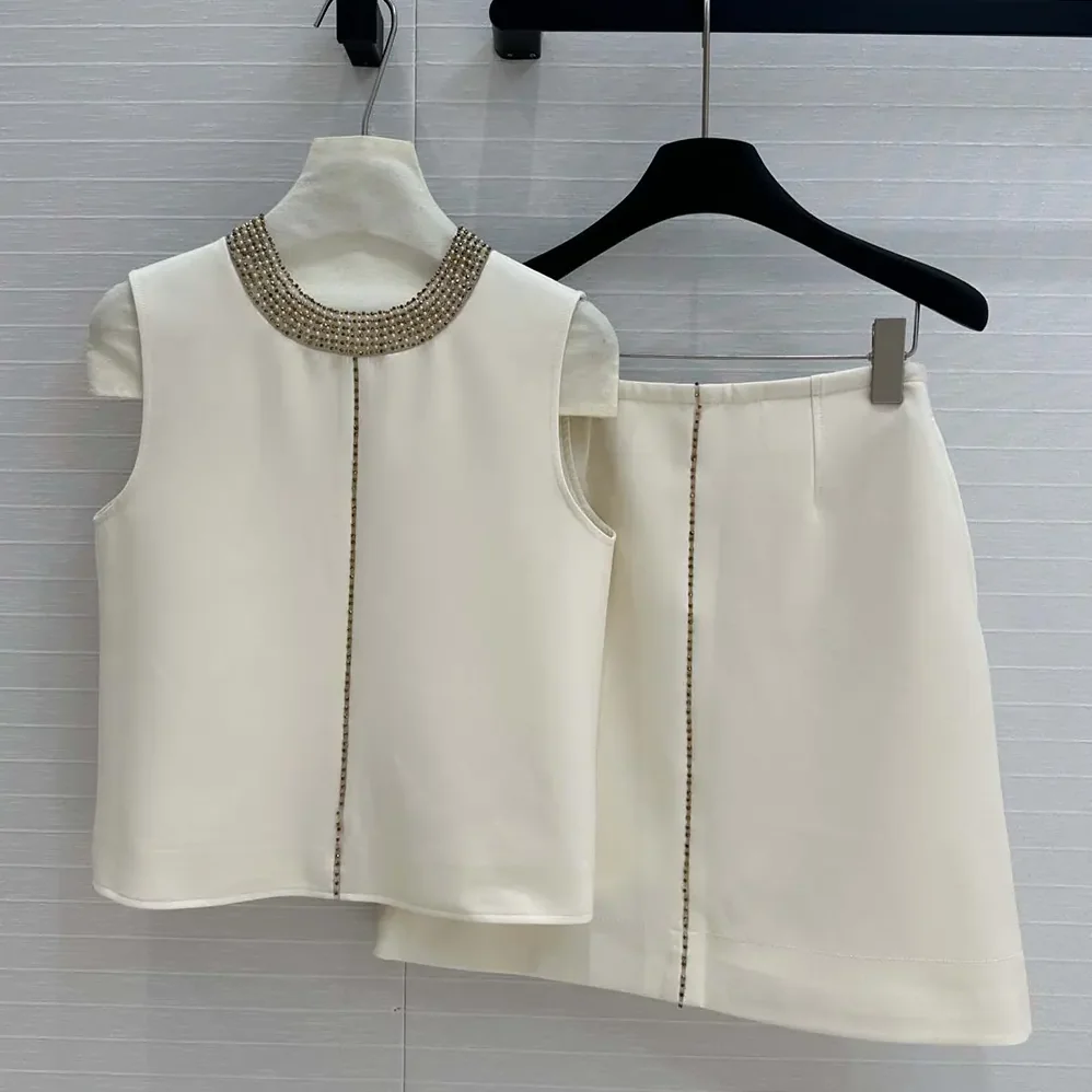 Dior Embroidered Top White Wool and Silk for Women