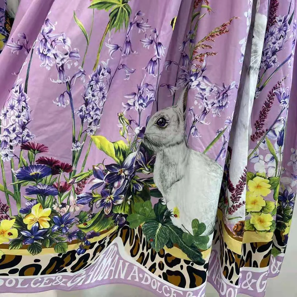 Dolce Gabbana D&G Calf-Length Bustier Dress in Rabbit for Women in Print Poplin Dolce Gabbana D&G Calf-Length Bustier Dress in Rabbit for Women in Print Poplin