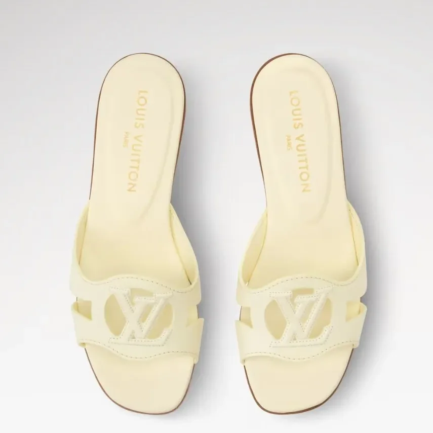 Louis Vuitton LV Isola Flat Mules Yellow 1AK1XP Louis Vuitton LV Isola Flat Mules Yellow 1AK1XP