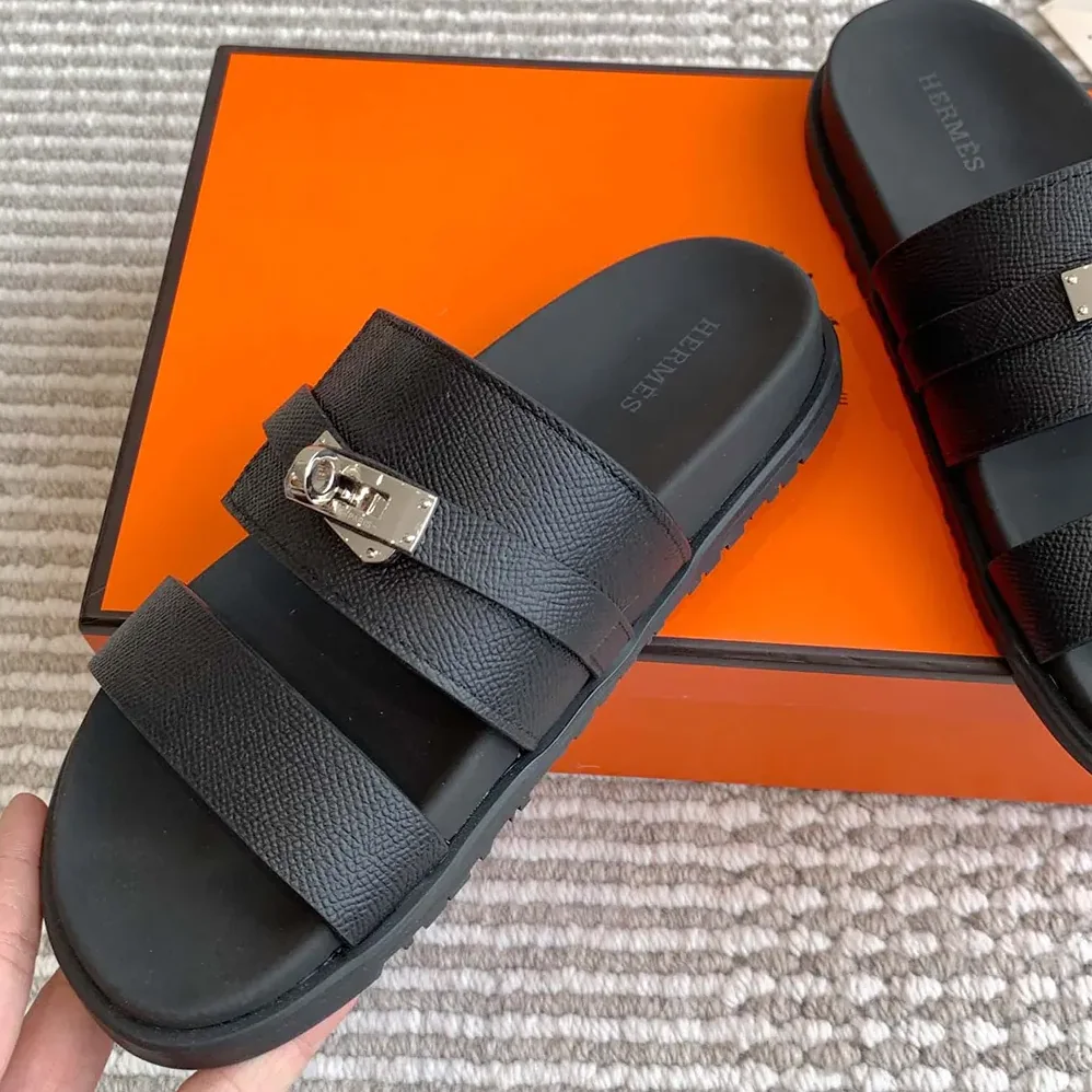 Hermes Jackson Sandal for Unisex in Black Hermes Jackson Sandal for Unisex in Black