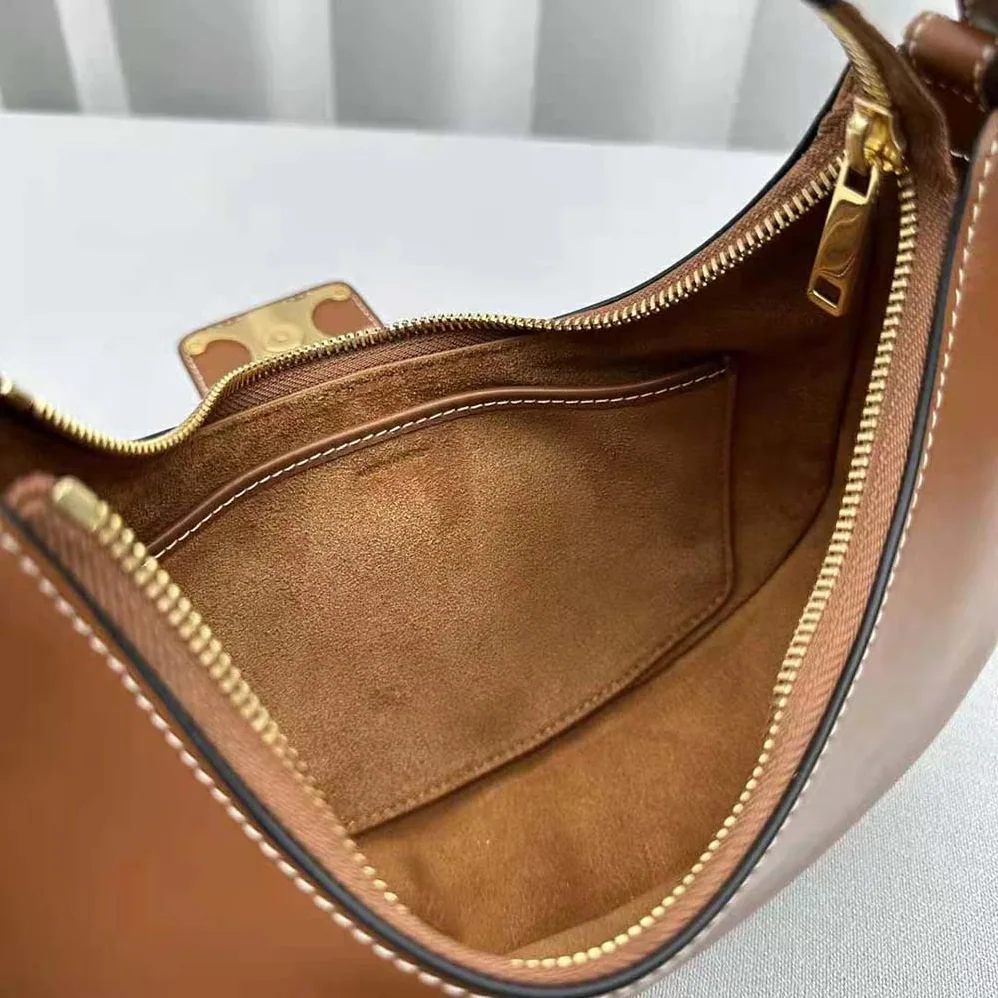 Celine Ava Triomphe Soft Bag in Smooth Calfskin for Women in Brown