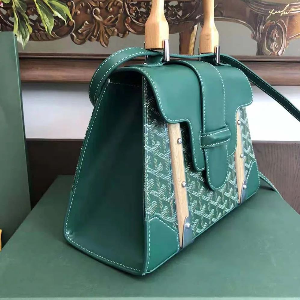 Goyard Sac Saïgon PM in Toile Goyardine & Clamecy Calfskin for Women in Green