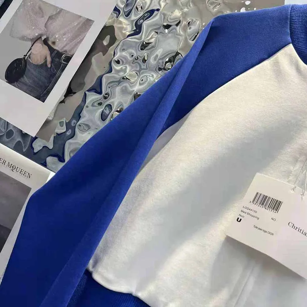 Dior Vibe Bomber Jacket Fluorescent Blue and White Technical Cashmere Jacquard for Women